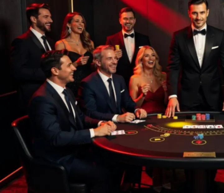 Čeští moderátoři a hosté u blackjack stolu během večerního programu